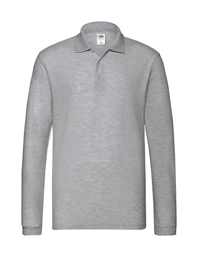 Premium Long Sleeve galléros póló, hamuszürke