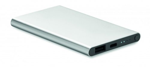 POWERFLAT C 4000 mAh powerbank, C csatl., fakó ezüst