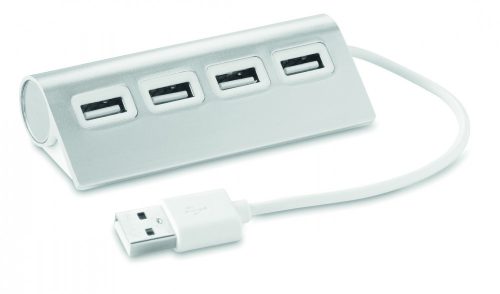 ALUHUB 4 portos USB elosztó, fakó ezüst