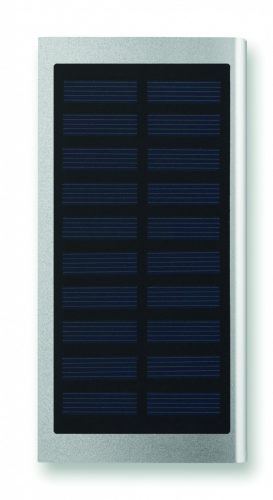 SOLAR POWERFLAT 8000 mAh napelemes powerbank, fakó ezüst